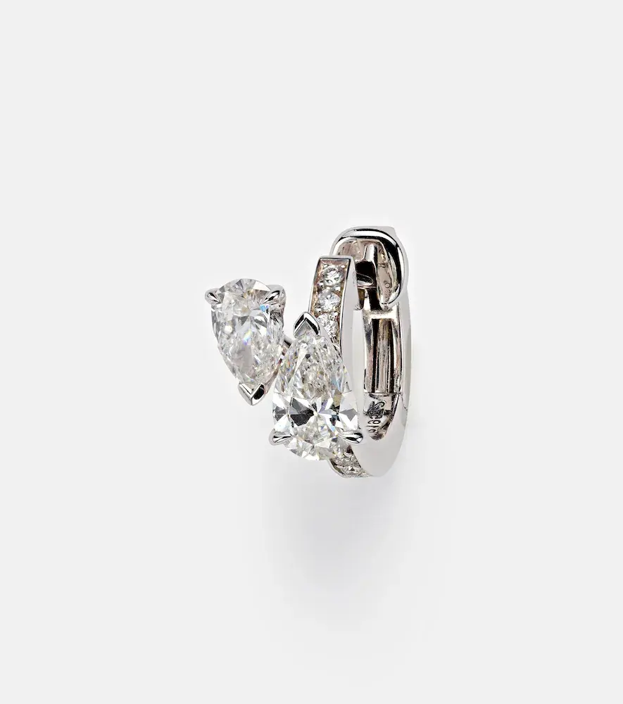 Serti Sur Vide 24kt White Gold Single Earring with Diamonds
