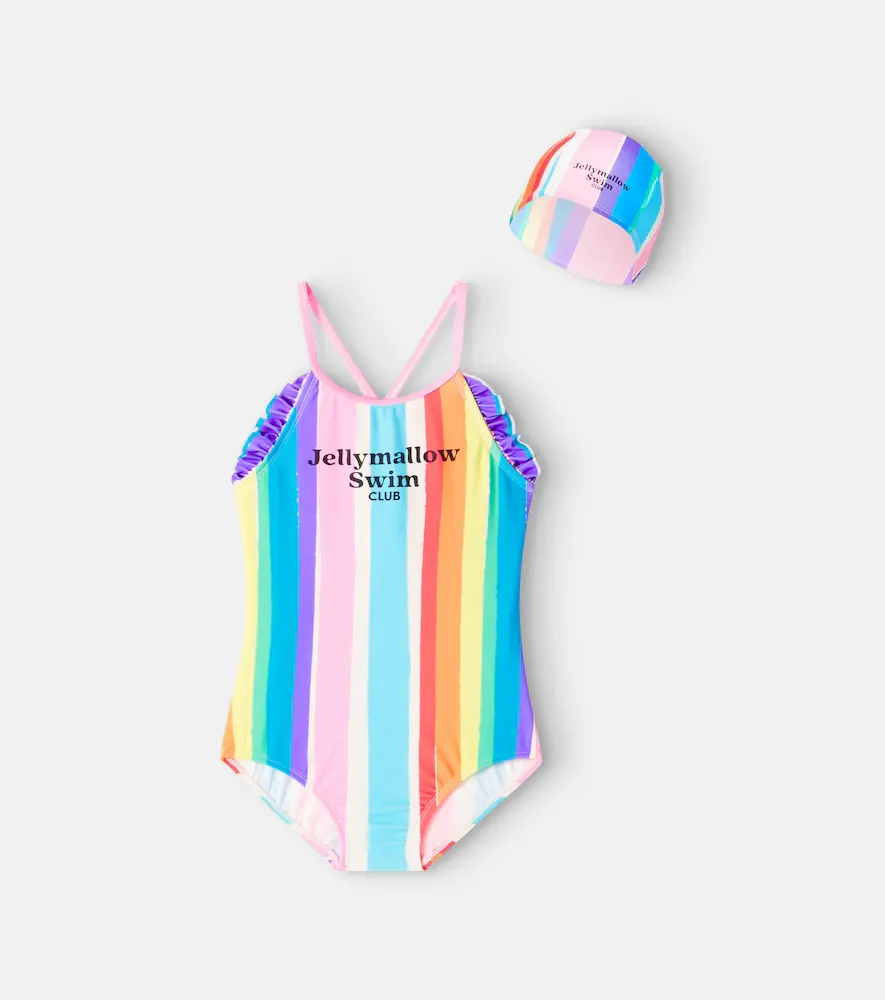 Rainbow Swimsuit and Cap Set