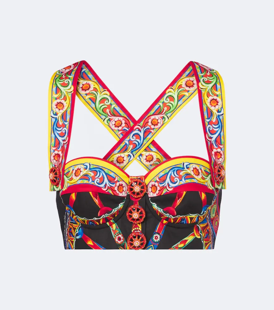 & Gabbana Carretto Cotton Poplin Crop Top