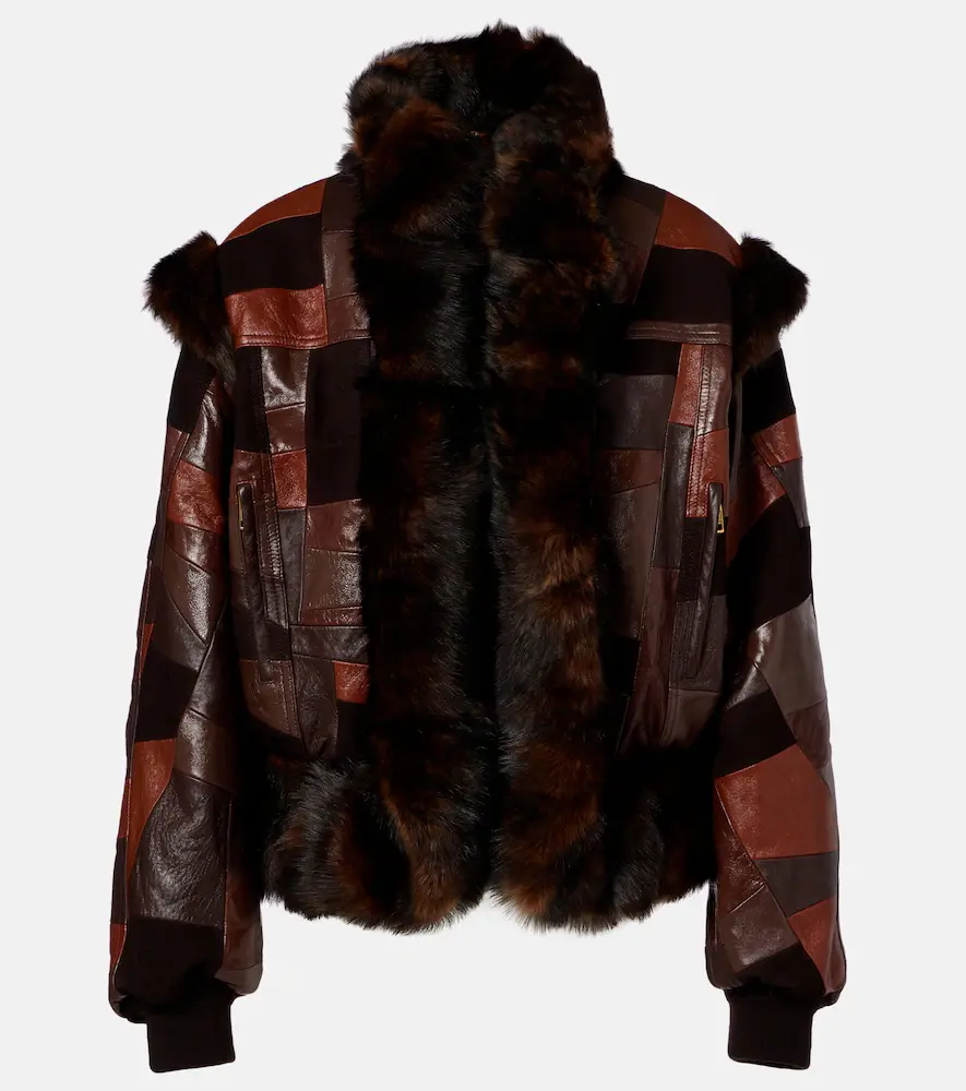 Chloe Shearling-trimmed Leather Bomber Jacket