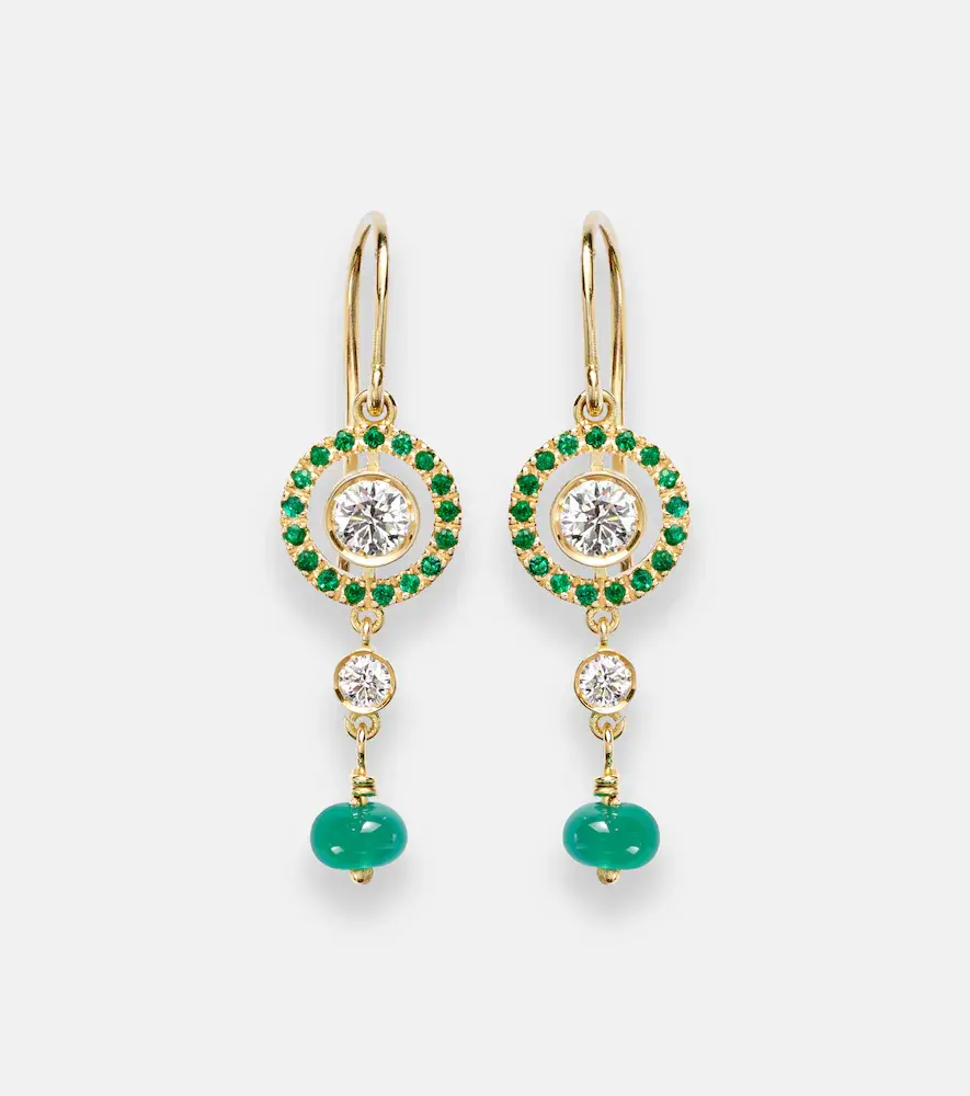 Ileana Makri Orbit 18kt Gold Drop Earrings with Gemstones