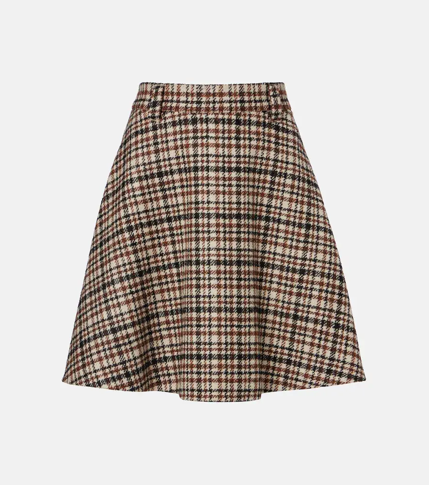 Brunello Cucinelli Houndstooth Wool and Alpaca-blend Miniskirt