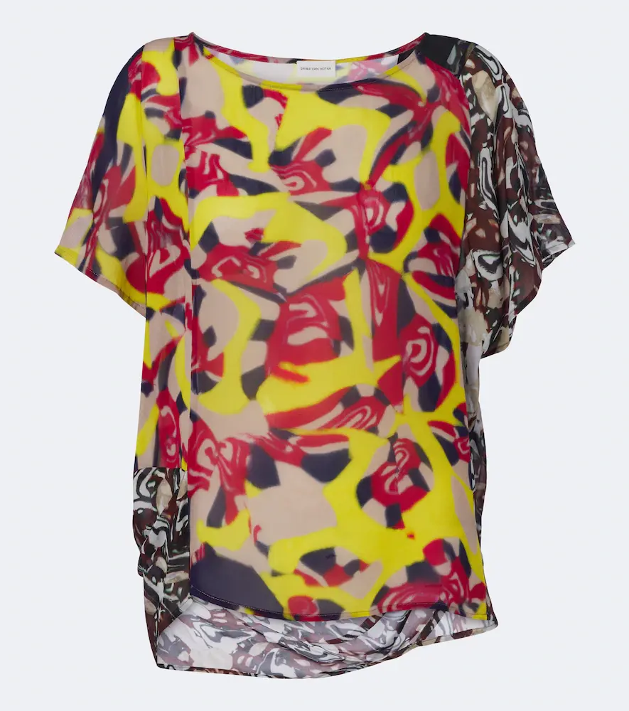 Dries van Noten Printed Draped Top