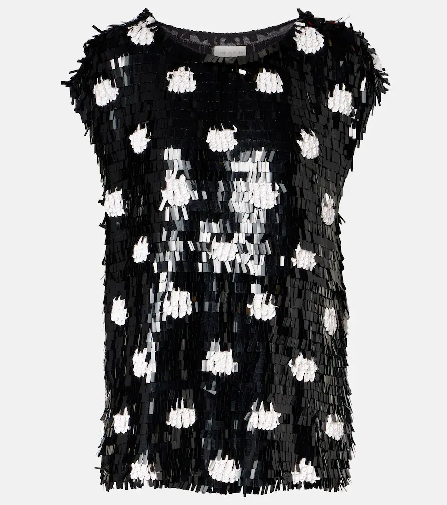 Dries van Noten Cuzco Sequined Silk Top