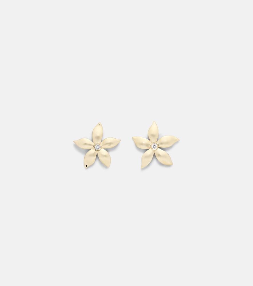 Ileana Makri Waterfall Flower 18kt Gold Earrings with Diamonds