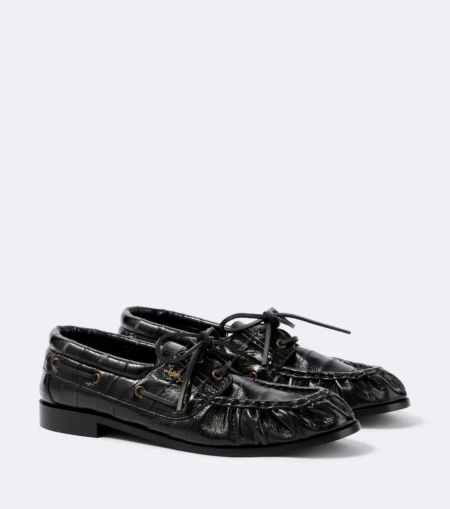 Saint Laurent le Loafer Bateau Eel Leather Boat Shoes