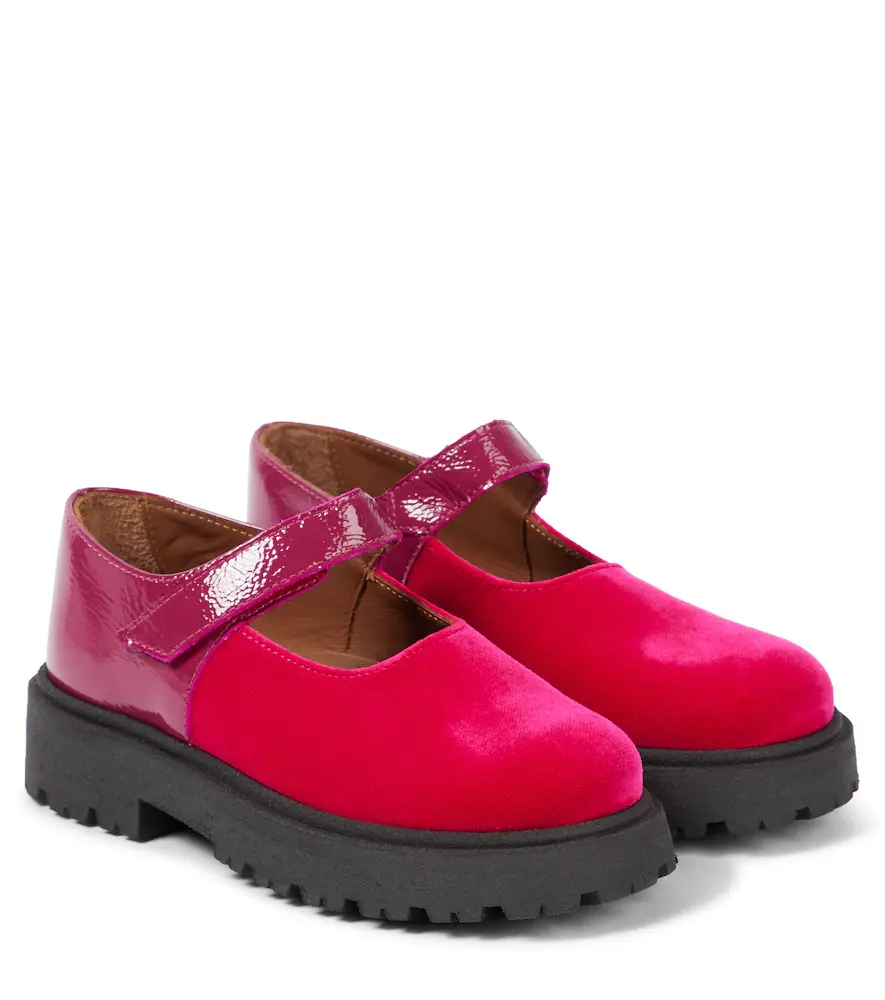 PePe Leather-trimmed Velvet Ballet Flats