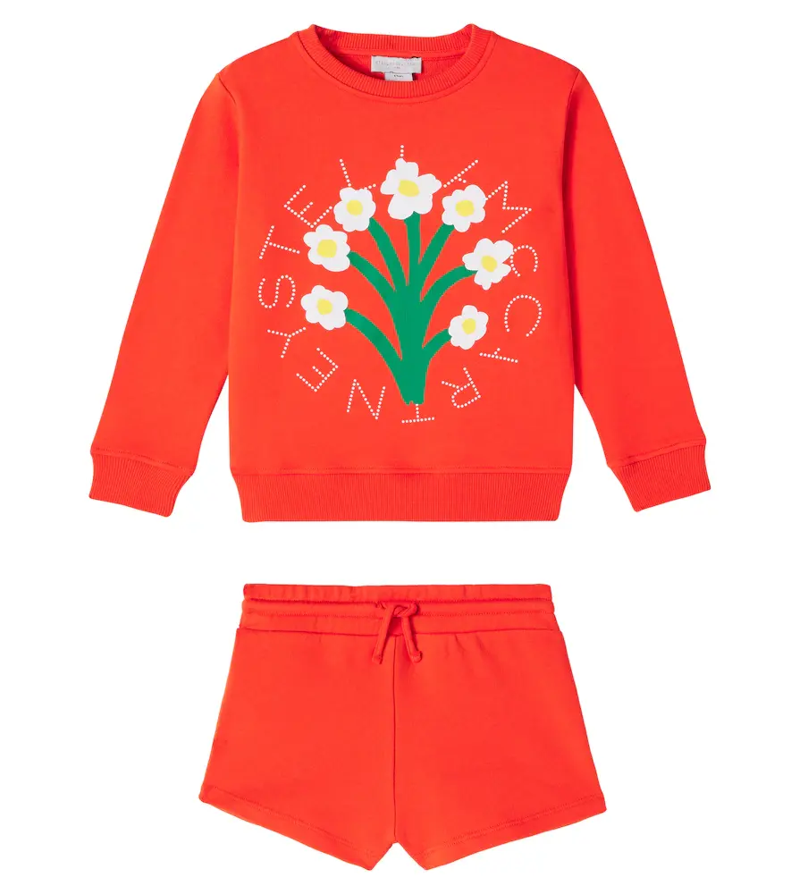 Stella McCartney Kids Cotton Fleece Sweatshirt and Shorts Set