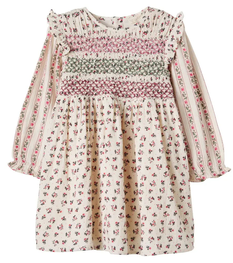 Louise Misha Saralina Floral Smocked Cotton Gauze Dress