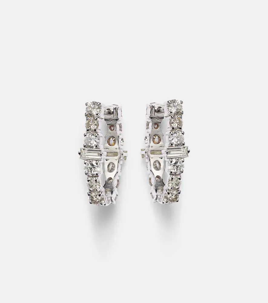 Ileana Makri Rivulet 18kt White Gold Hoop Earrings with Diamonds