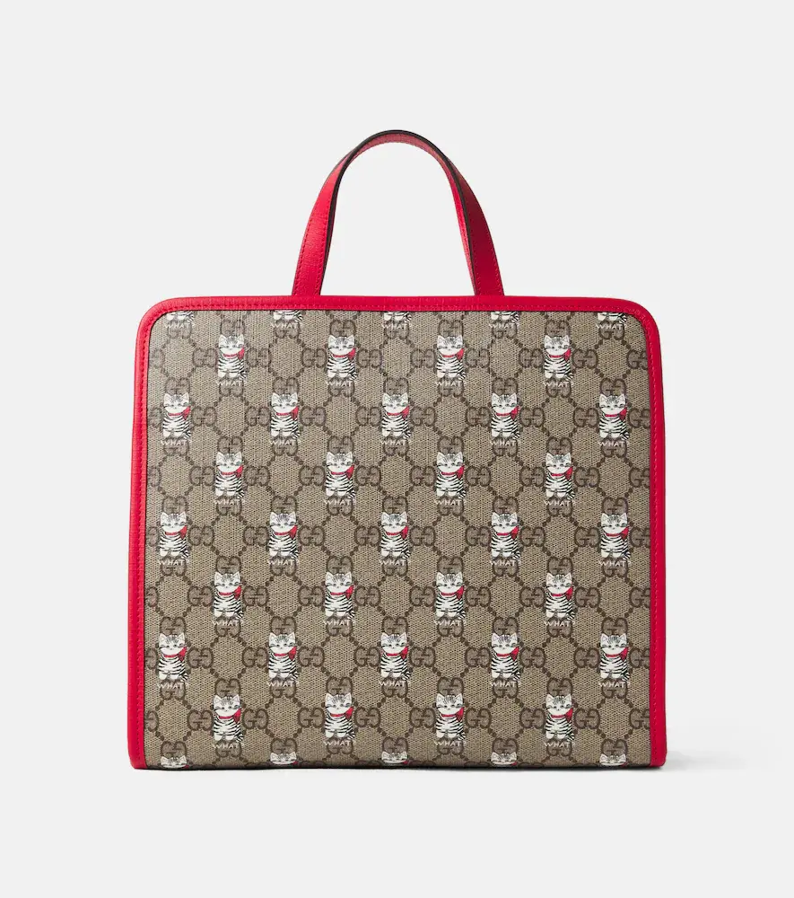 Gucci Kids GG Leather-trimmed Canvas Tote Bag