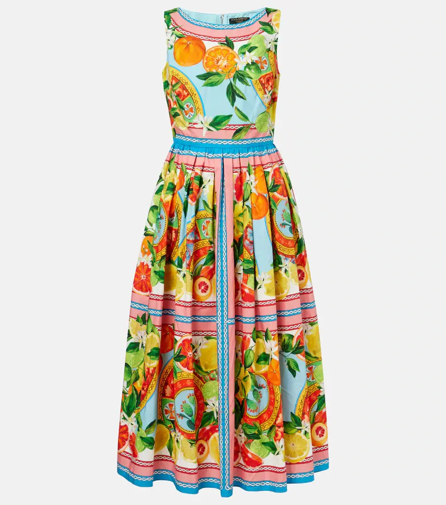 & Gabbana Taormina Printed Cotton Midi Dress