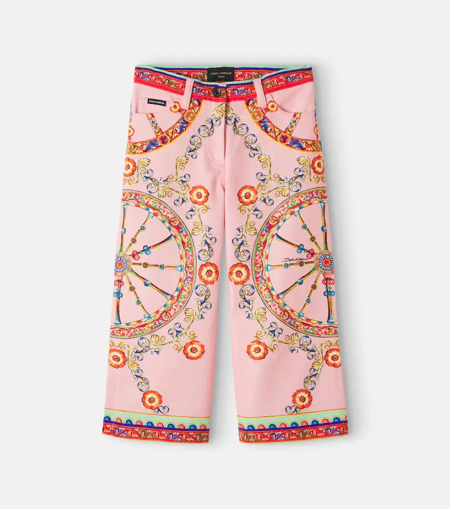 & Gabbana Kids Carretto Printed Wide-leg Jeans