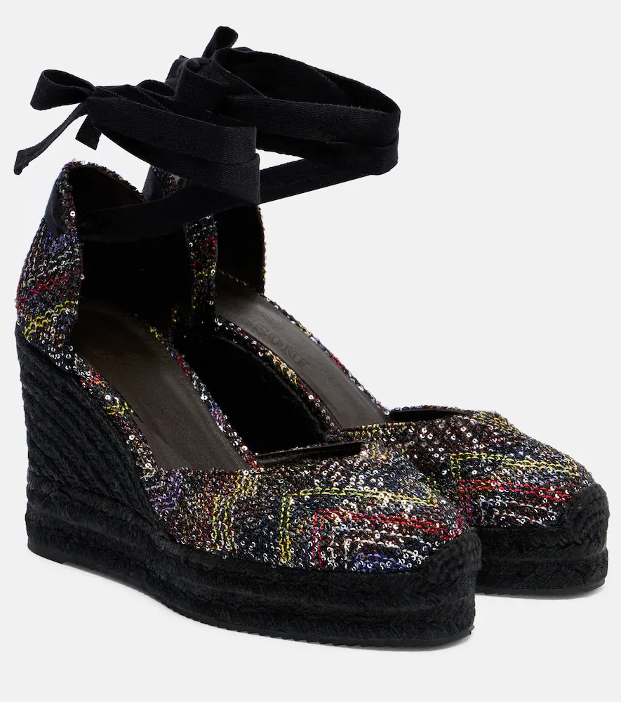 Eva 80 Sequined Espadrille Wedges