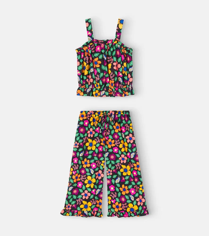 Fabula Frescor Floral Cotton Top and Pants Set