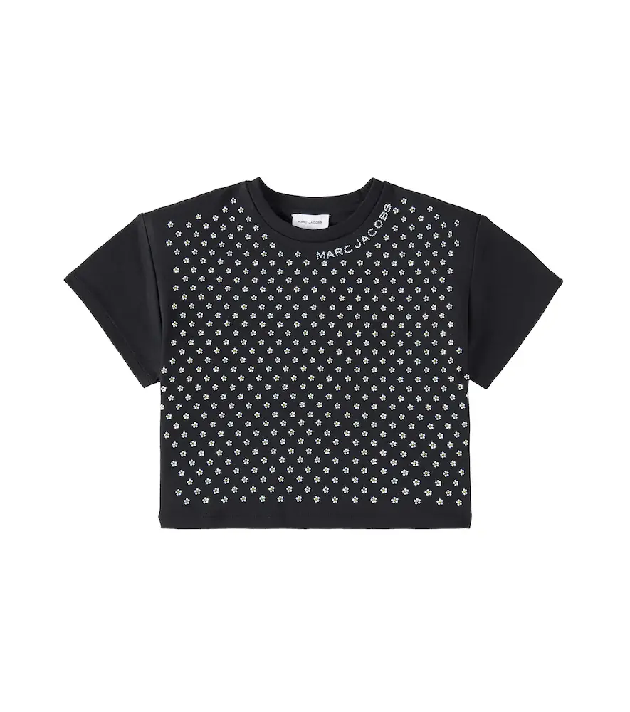 Marc Jacobs Kids Floral Embellished Cotton T-shirt