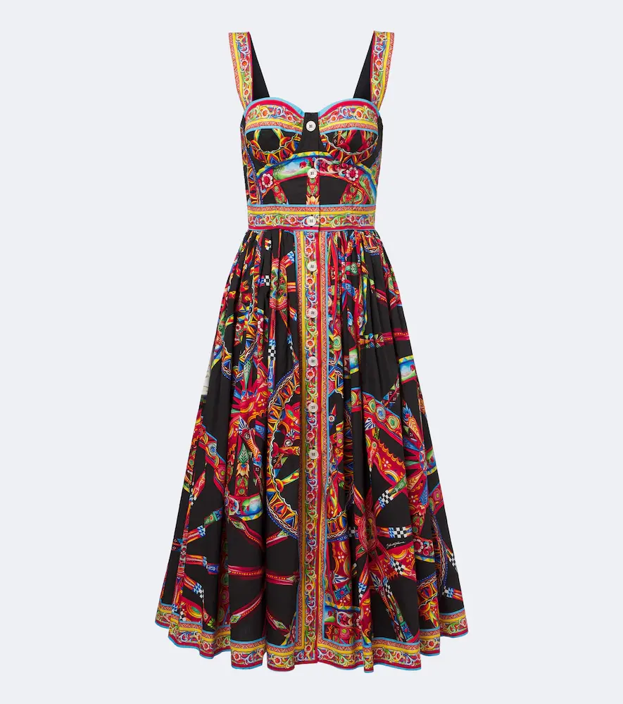 & Gabbana Carretto Cotton Poplin Midi Dress