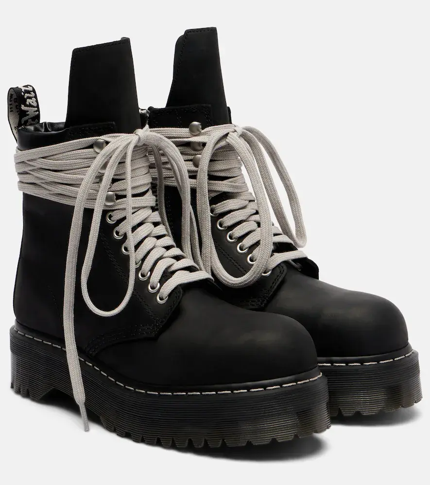 Rick Owens X Dr. Martens Drkshdw Quad Platform Leather Boots