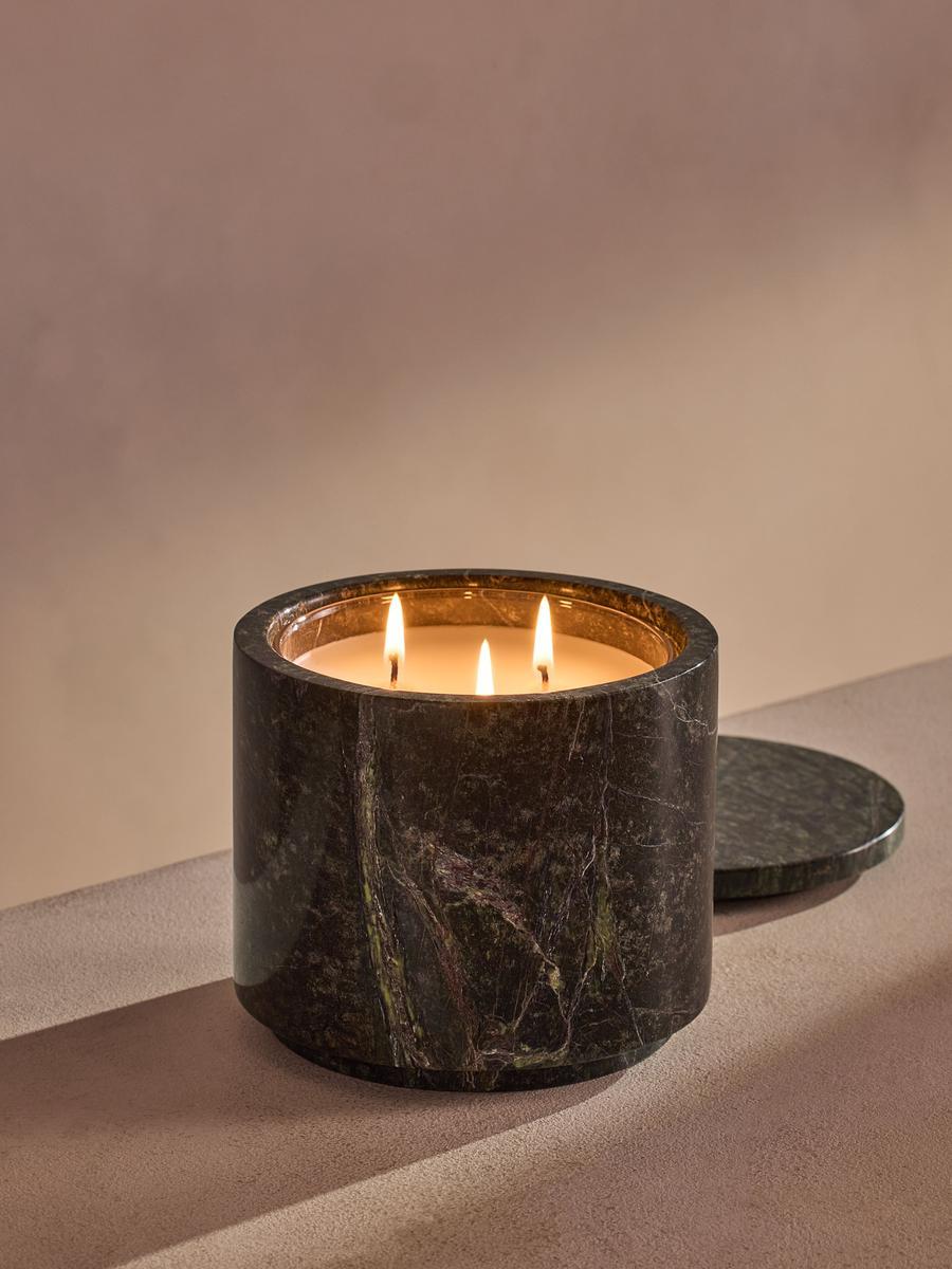 Leather & Oud Candle, Forest Green Marble, 660g