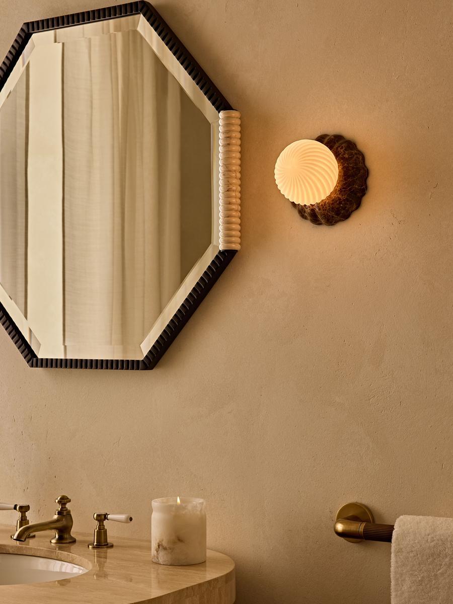 Floria Wall Light, Dark Emperador Marble, Ip44, UK