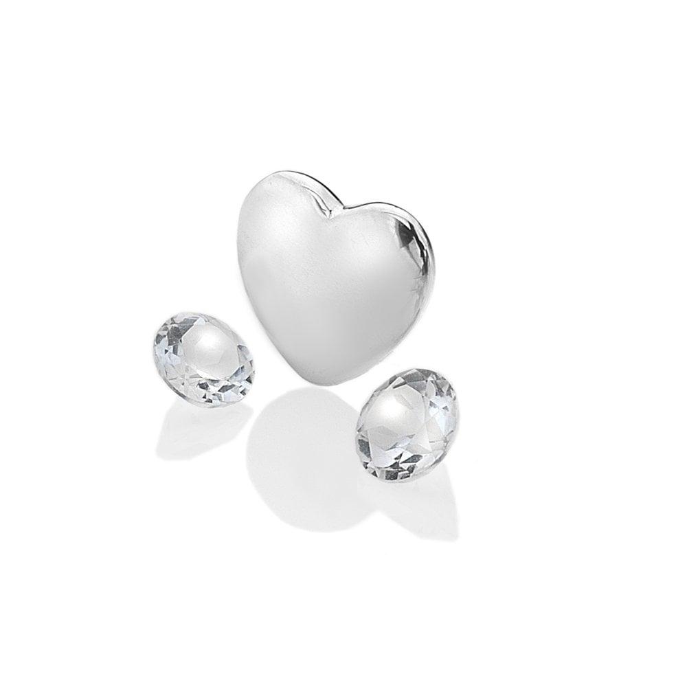Anais Paris April - Sterling Silver Heart with White Topaz Cabochons