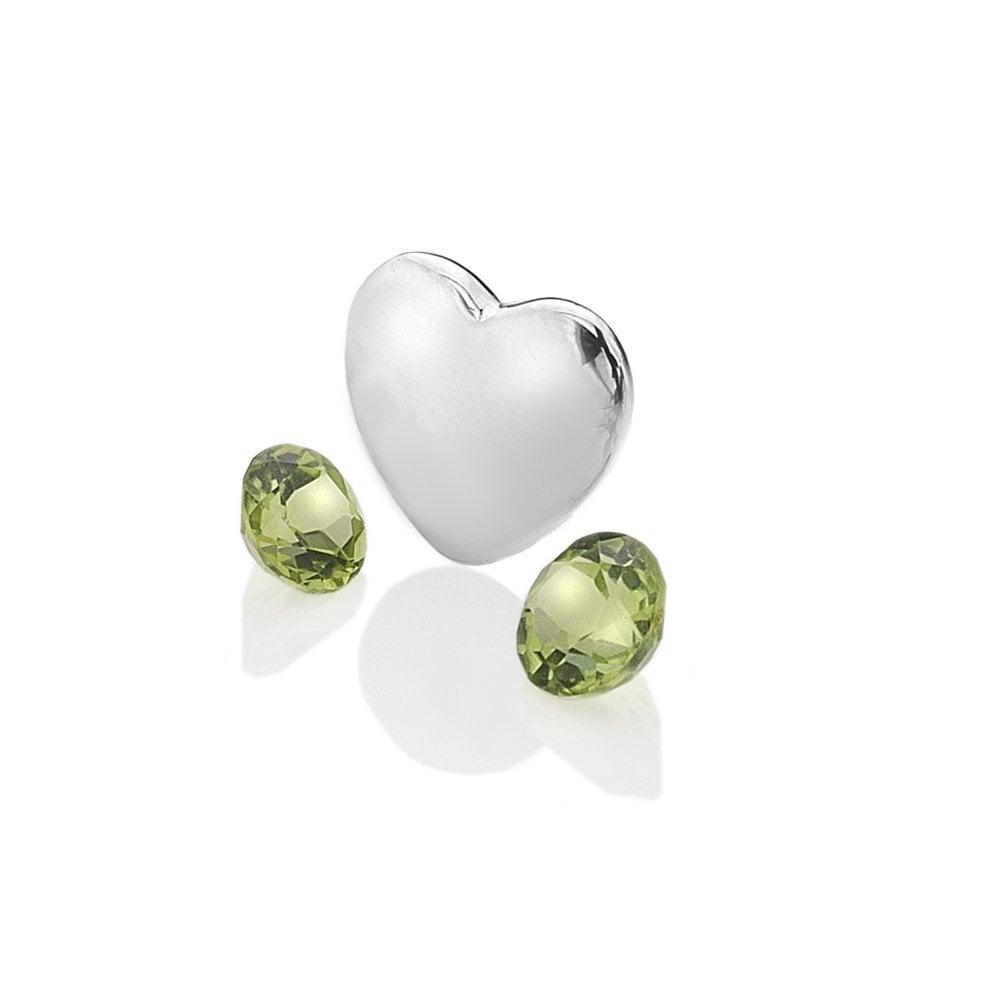 Anais Paris August - Sterling Silver Heart with Peridot Cabochons