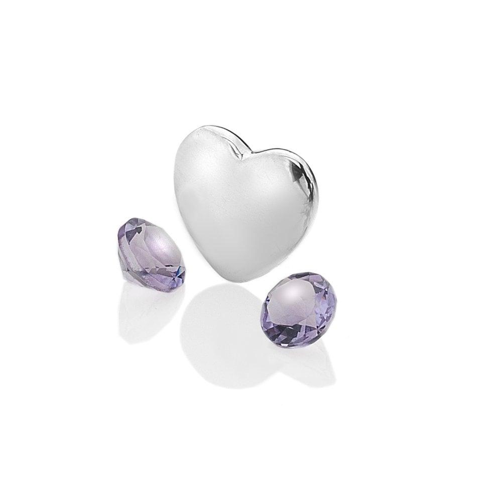 Anais Paris February - Sterling Silver Heart with Amethyst Cabochons
