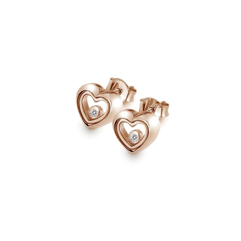 Anais Paris Floating Heart Earrings, Rose Gold Plated