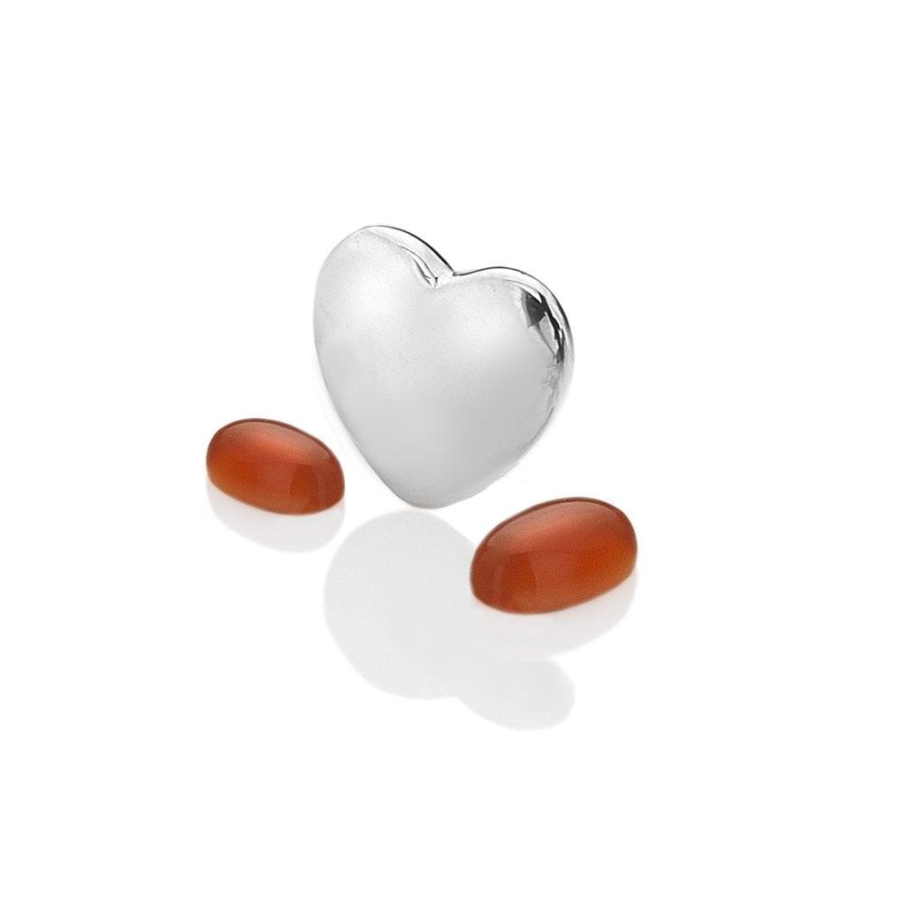 Anais Paris July - Sterling Silver Heart with Red Carnelian Cabochons
