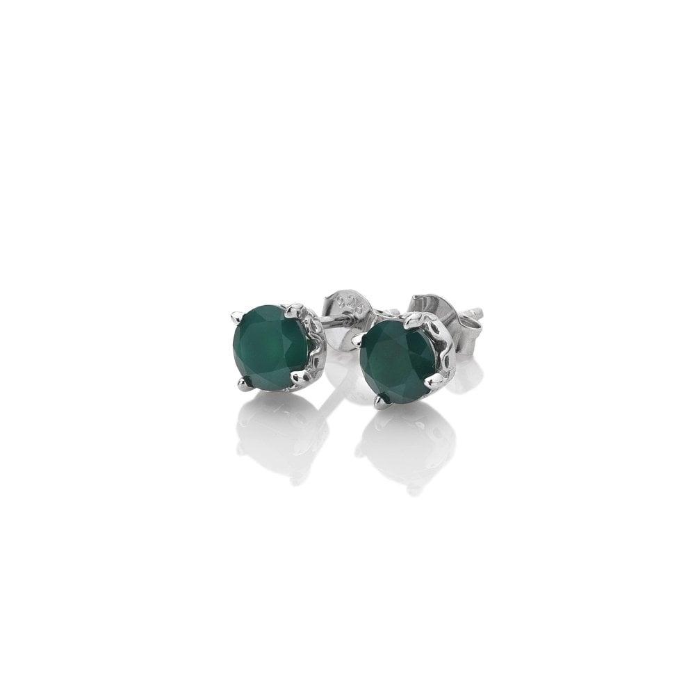 Anais Paris May - Sterling Silver Green Agate Earrings