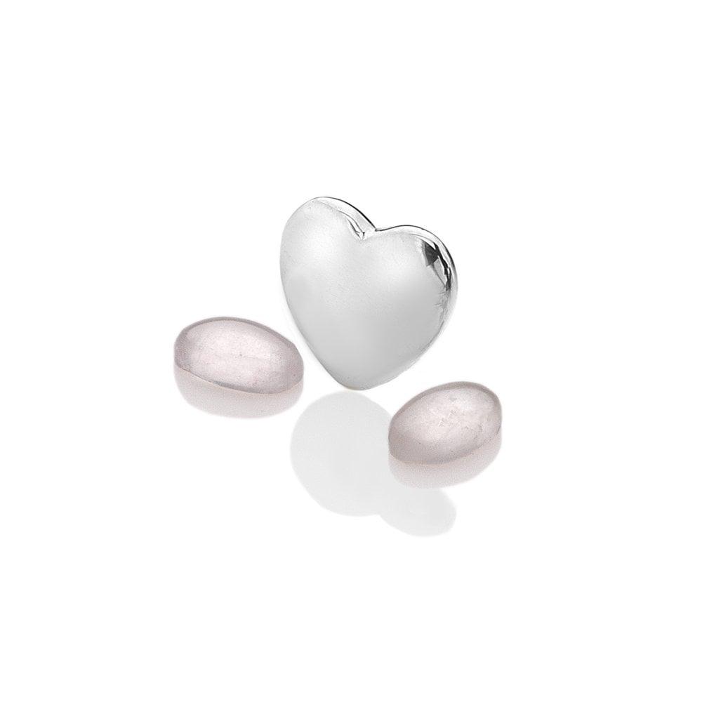 Anais Paris October - Sterling Silver Heart with Rose Quartz Cabochons