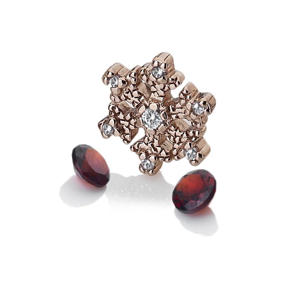 Anais Paris Rose Gold Plate Snowflake Charm with Garnet Stones