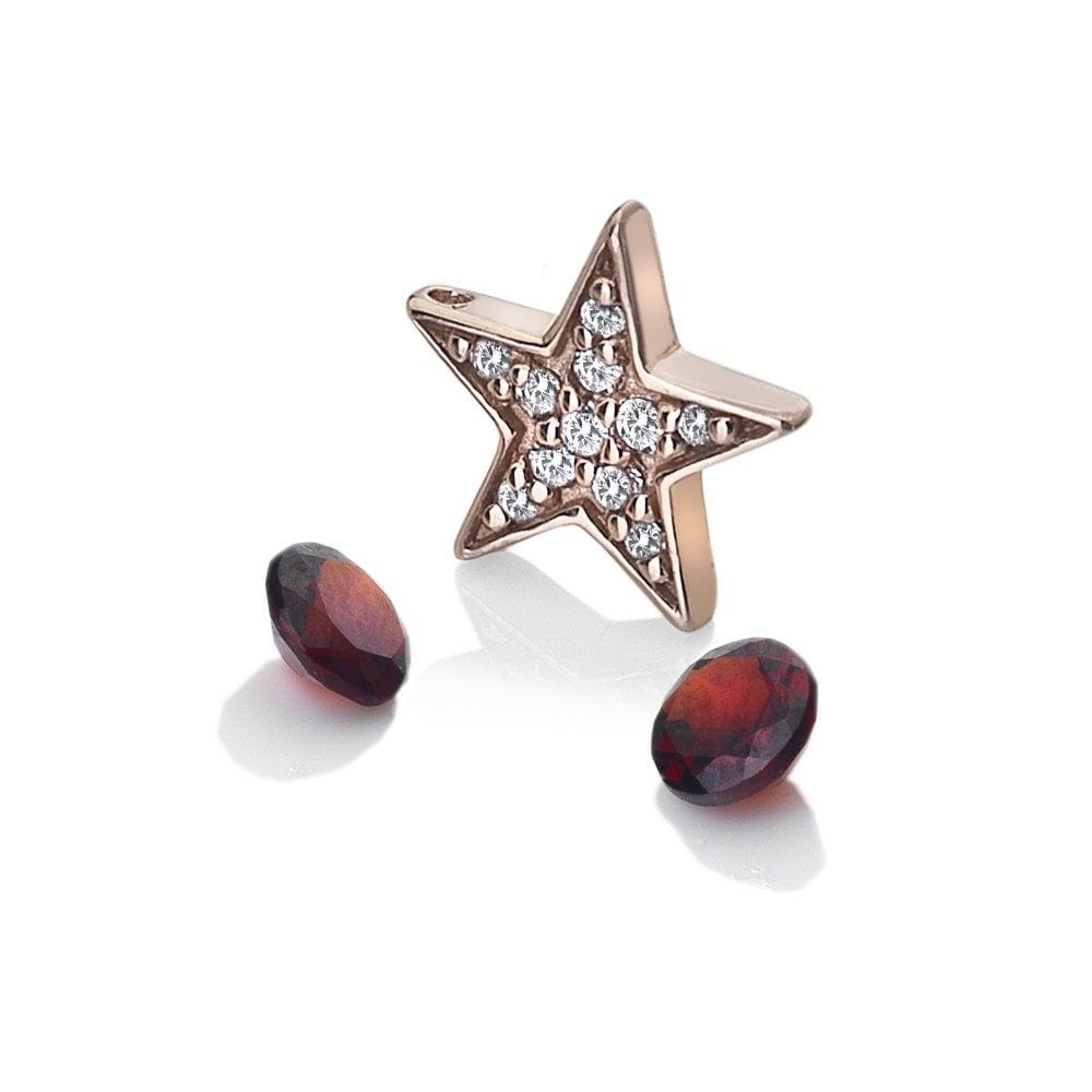 Anais Paris Rose Gold Plate Star Charm with Garnet Stones