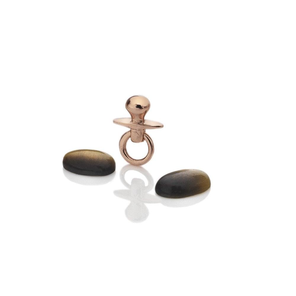 Anais Paris Rose Gold Plated Sterling Silver Dummy with Tigers Eyes Ca