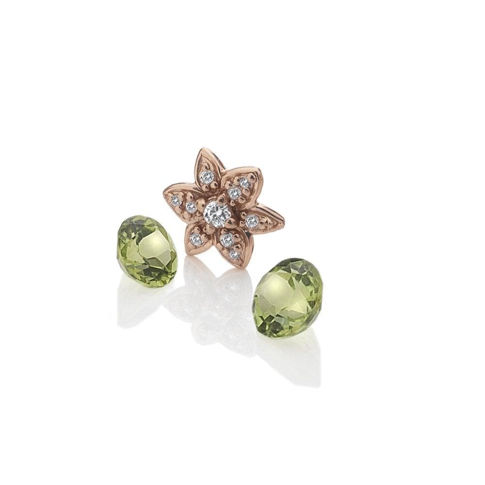 Anais Paris Rose Gold Plated Sterling Silver Flower with Peridot Caboc