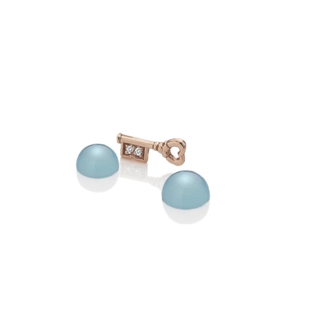 Anais Paris Rose Gold Plated Sterling Silver Key with Blue Agate Caboc