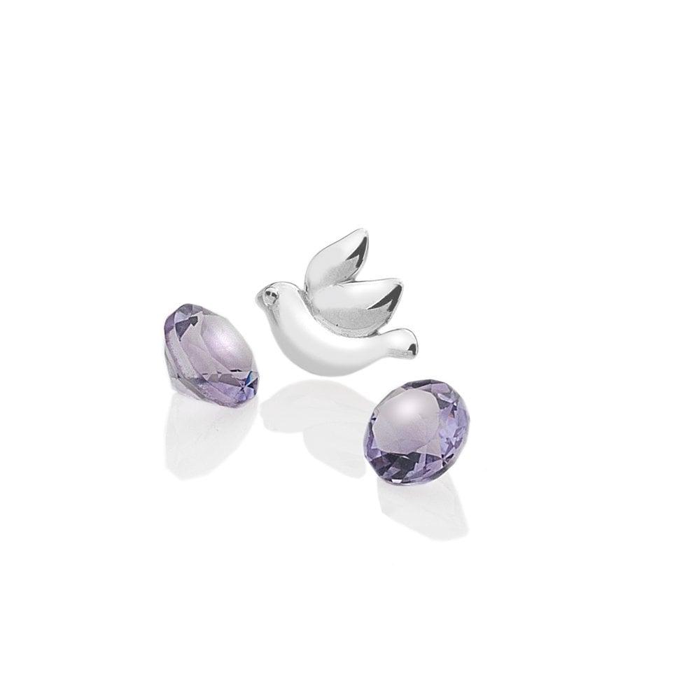 Anais Paris Sterling Silver Dove with Amethyst Cabochons