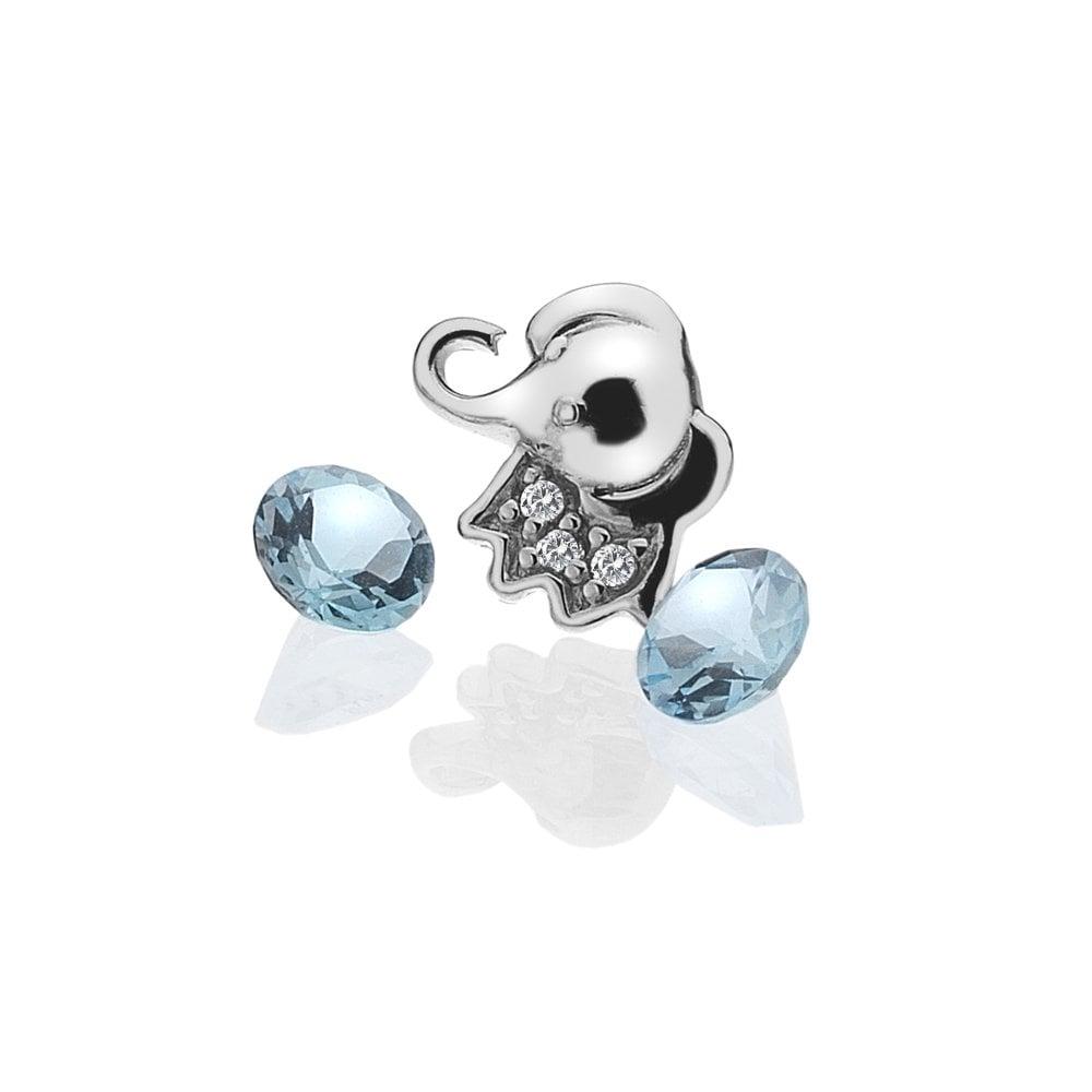 Anais Paris Sterling Silver Elephant with Blue Topaz Cabochons