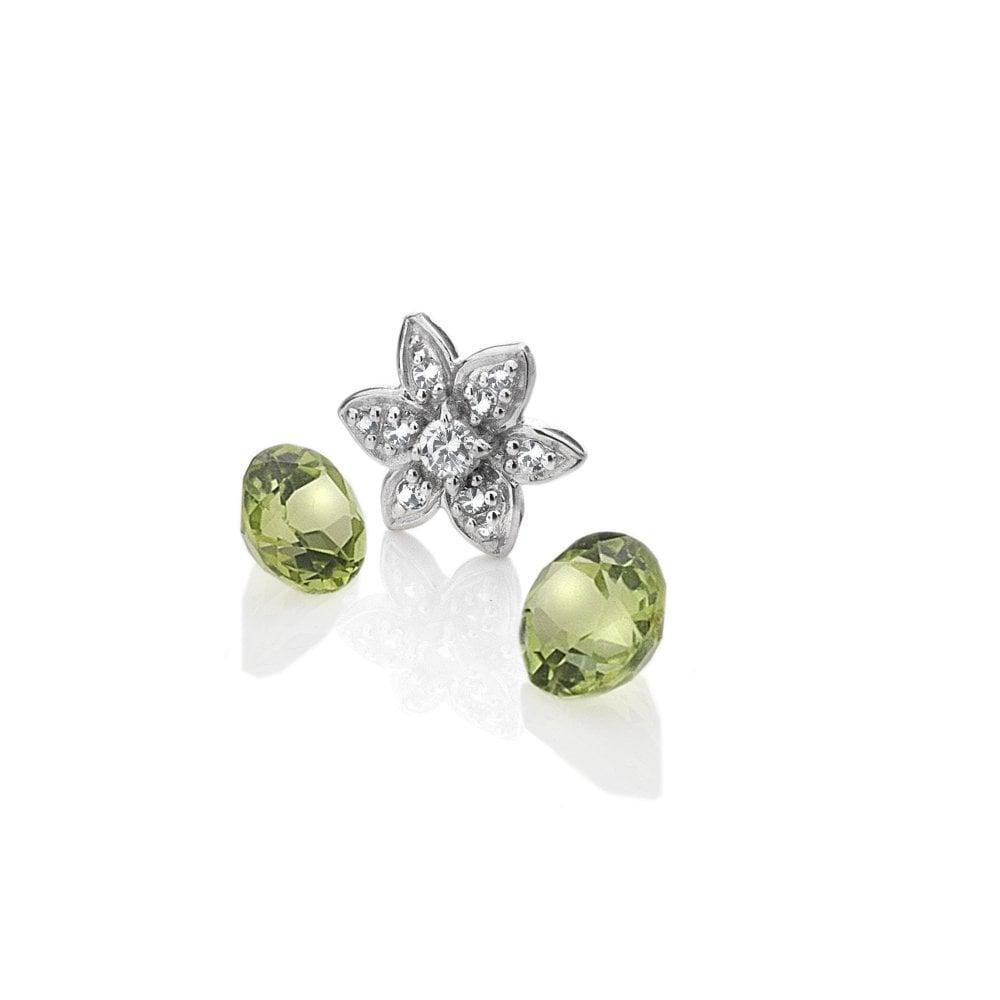 Anais Paris Sterling Silver Flower with Peridot Cabochons