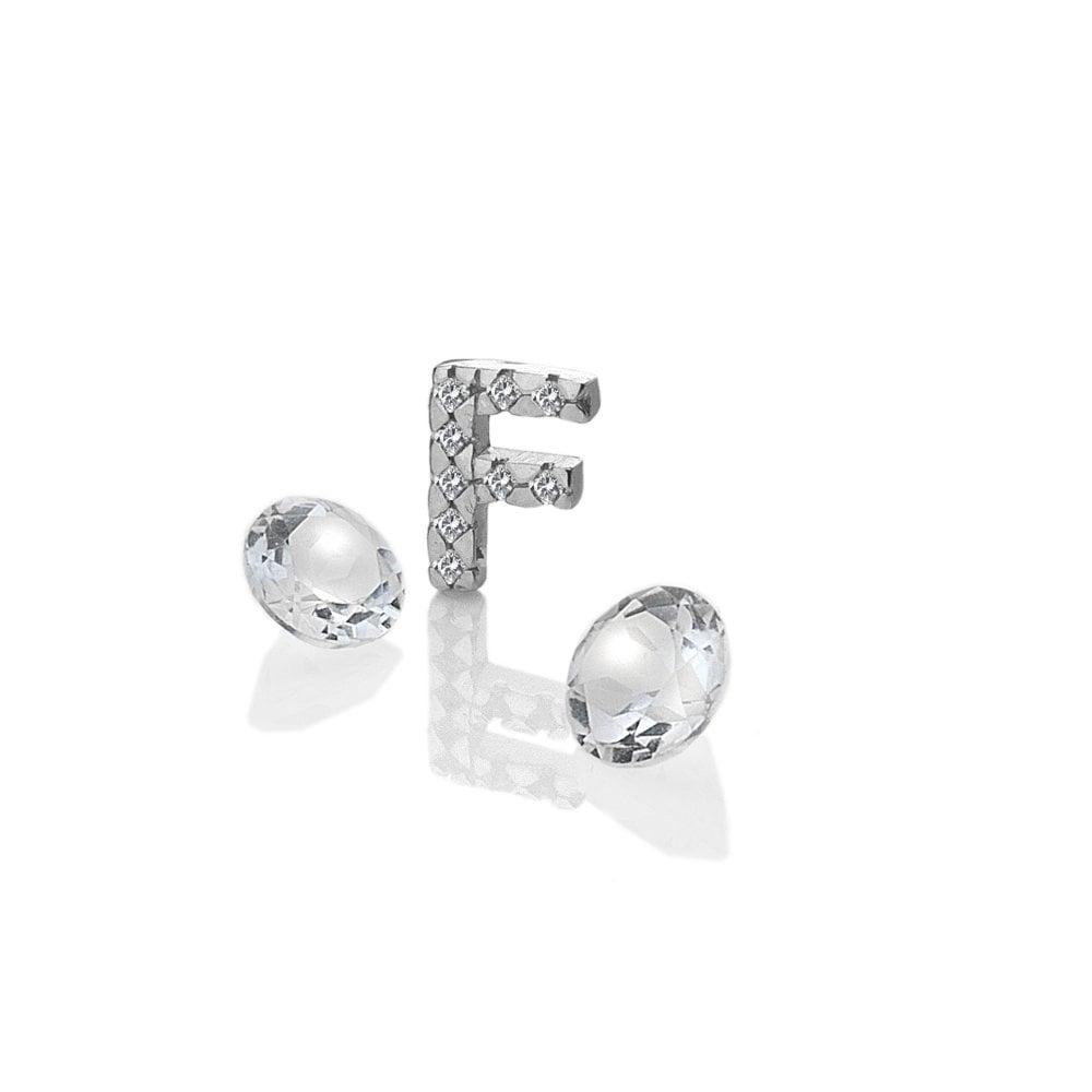 Anais Paris Sterling Silver Letter 'F & Apos; with White Topaz Cabo