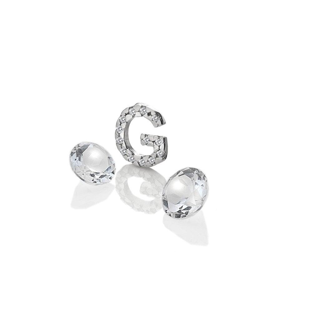 Anais Paris Sterling Silver Letter 'G & Apos; with White Topaz Cabo
