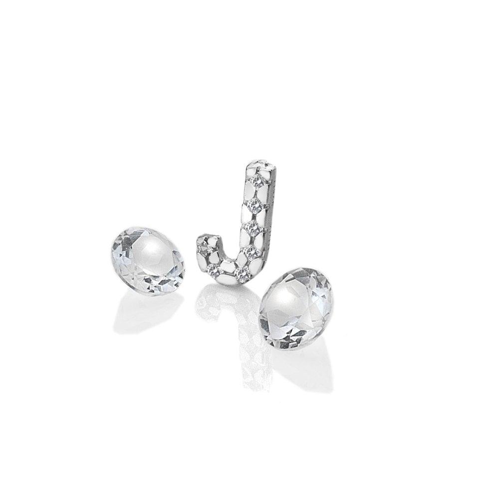 Anais Paris Sterling Silver Letter 'J & Apos; with White Topaz Cabo