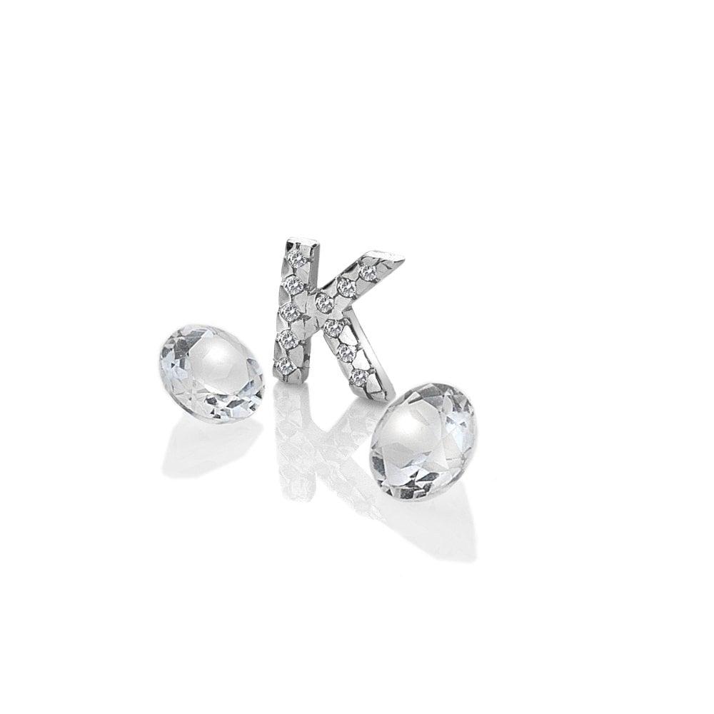 Anais Paris Sterling Silver Letter 'K & Apos; with White Topaz Cabo