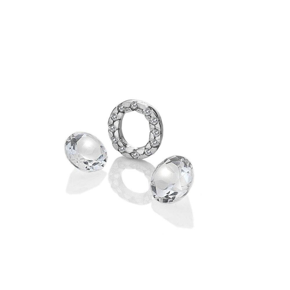 Anais Paris Sterling Silver Letter 'O & Apos; with White Topaz Cabo
