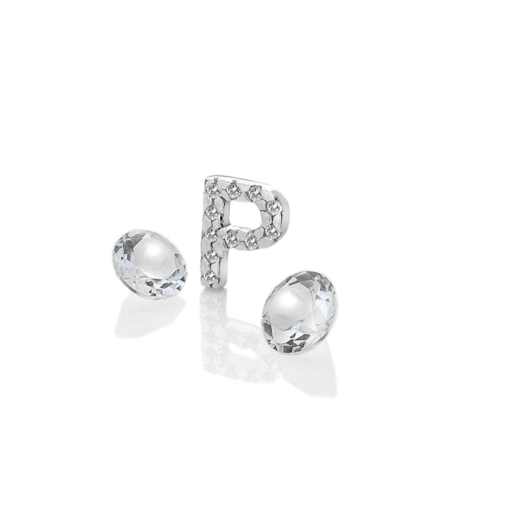 Anais Paris Sterling Silver Letter 'P & Apos; with White Topaz Cabo