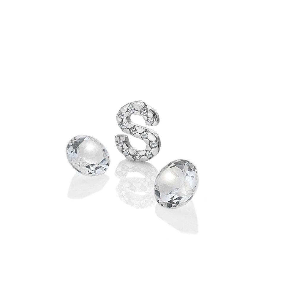 Anais Paris Sterling Silver Letter 'S & Apos; with White Topaz Cabo