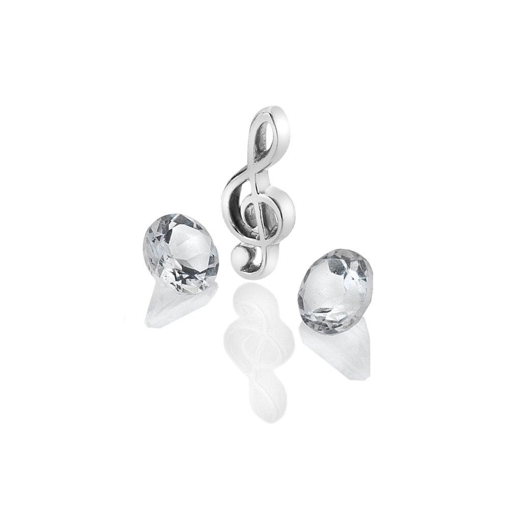 Anais Paris Sterling Silver Treble Clef Charm with White Topaz Cabocho