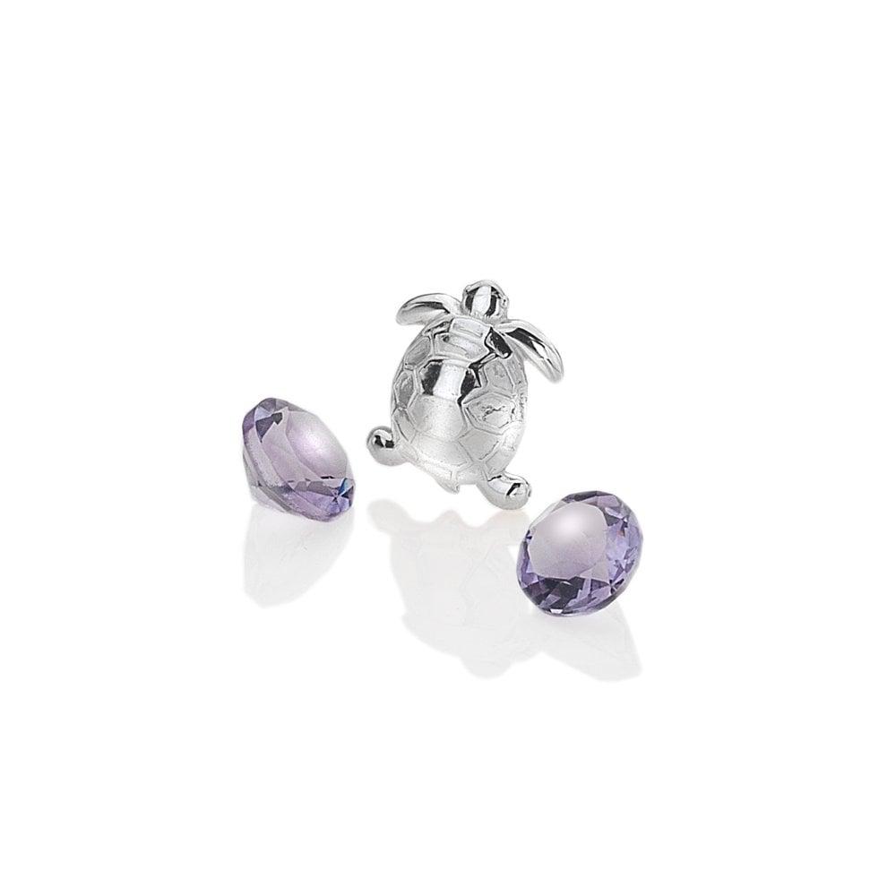 Anais Paris Sterling Silver Turtle with Amethyst Cabochons
