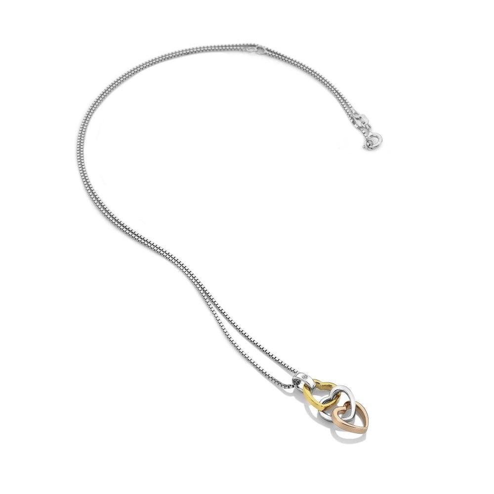 Trio Triple Heart Pendant, Rose and Yellow Gold