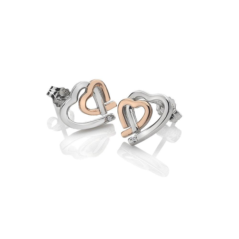 Warm Heart Earrings, Rose Gold Accents